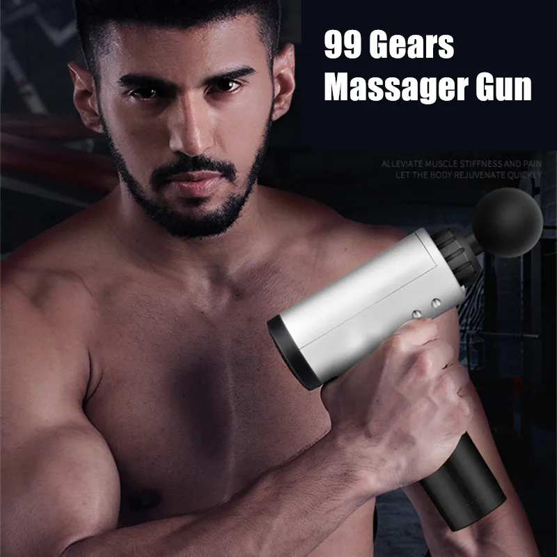 

Fascial Gun Muscle Massaging Relax Recovery Soreness Pain 99 Gears Fascia Gun Relief Slimming Shaping Massager 4 Heads Gym