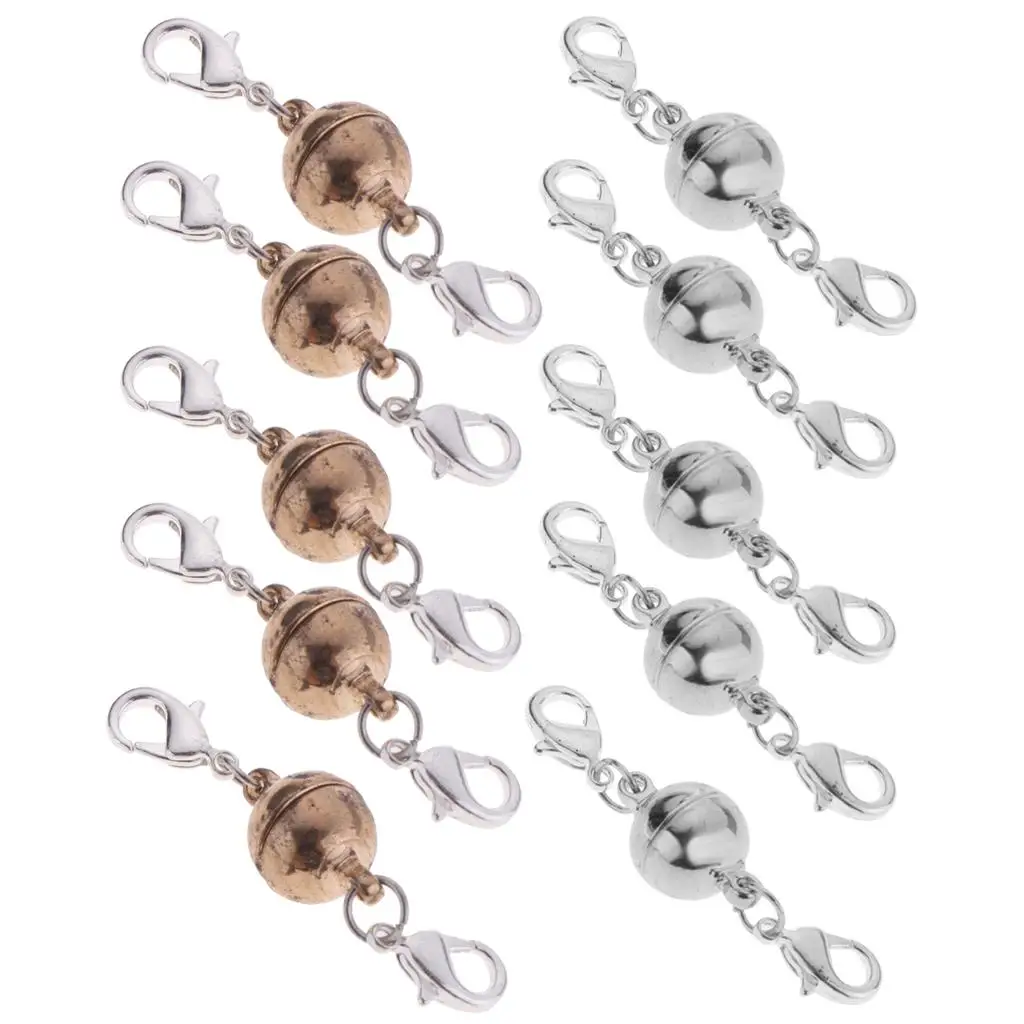 

5 шт., круглые магнитные застежки-карабины для изготовления браслетов, ожерелий