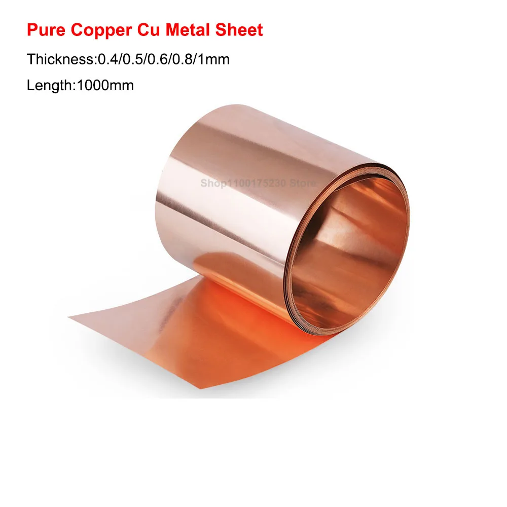 

1PCS 99.9% Pure Copper Cu Metal Sheet Foil Copper Foil Shim Sheet Strip Thickness 0.4mm 0.5mm 0.6mm 0.8mm 1mm