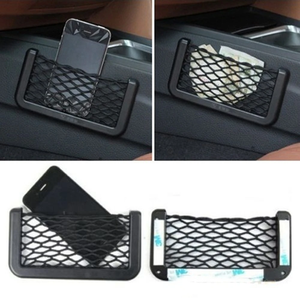 

Universal Car Seat Side Back Storage Net Bag Phone Holder Pocket Organizer Black