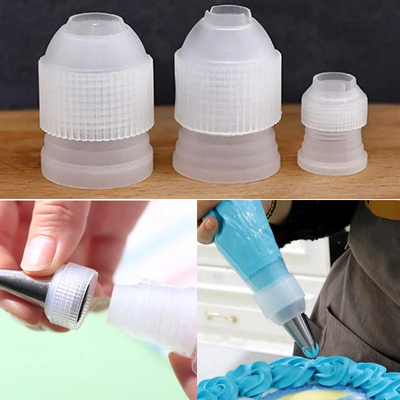 

3Pcs Pastry Nozzles Icing Piping Nozzles Tips Cake Decorating Converter Pastry Bag Cake Cream Coupler Pipeline Tips Converter