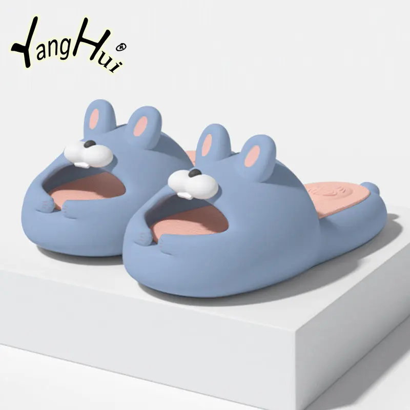 

Женские нескользящие шлепанцы с мягкой подошвой, летние кроличьи шлепанцы для дома и ванной, 2023