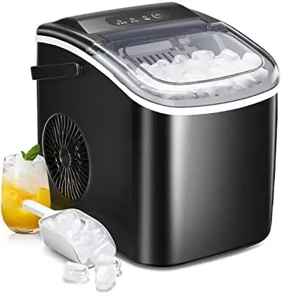 

Ice Makers Countertop,Portable Ice Maker Machine with Handle,Self-Cleaning Ice Maker, 26Lbs/24H, 9 Ice Cubes Ready in 8 Mins, fo