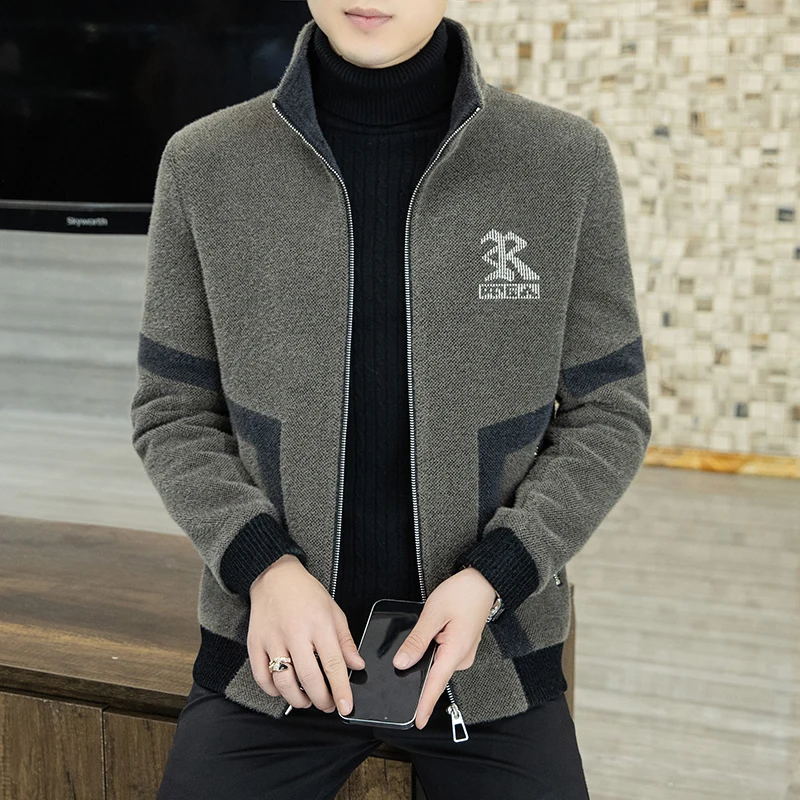 

High Quality Splicing Woolen Jacket Men Thicken Warm Stand Collar Overcoat Casual Business Trench Coat Social Men Clothing 2022