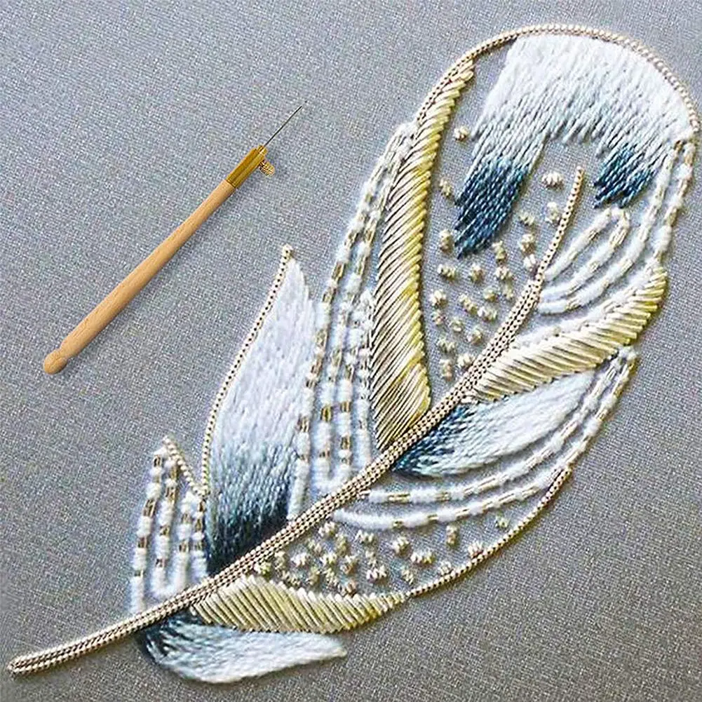 Крючки для вышивки 3 шт. с 9 иглами деревянной ручкой