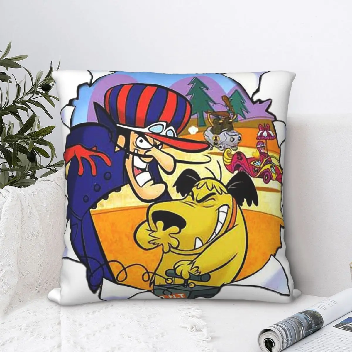 

Sinister Smile Throw Pillow Case Wacky Races Sports Anime TV Series Backpack Cushions Covers Printed Breathable For Chair Decor