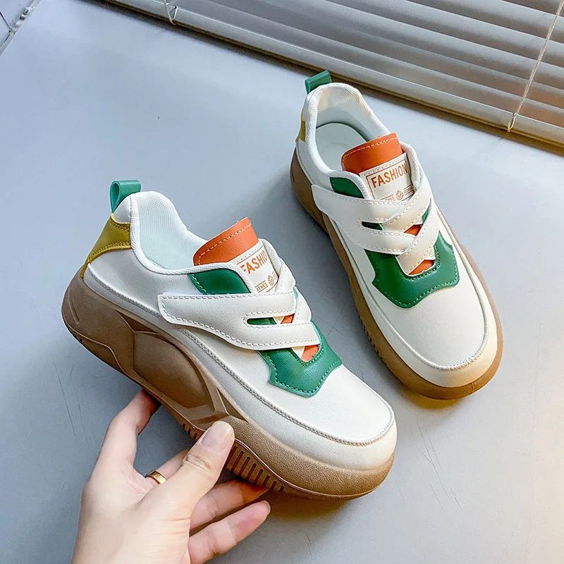 Women's Sneakers, Small White Shoes, Sports Shoes, Casual Shoes, Korean Style Female Students, Thick-soled Color-blocking Shoes