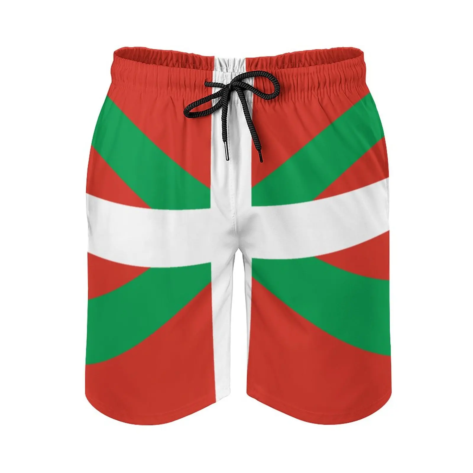 

Flag of The Basque Country Anime BeachUnique Adjustable Drawcord Breathable Quick Dry Men's Beach ShortsSports Loose Stretch Haw