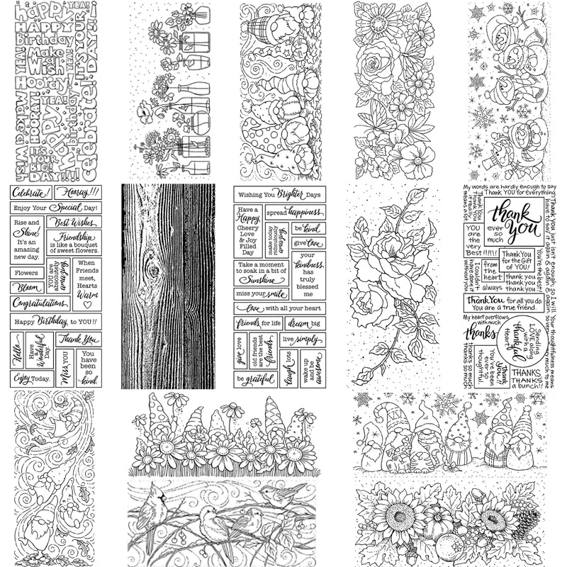 Спасибо английские слова различные цветы прозрачный силиконовый штамп/печать
