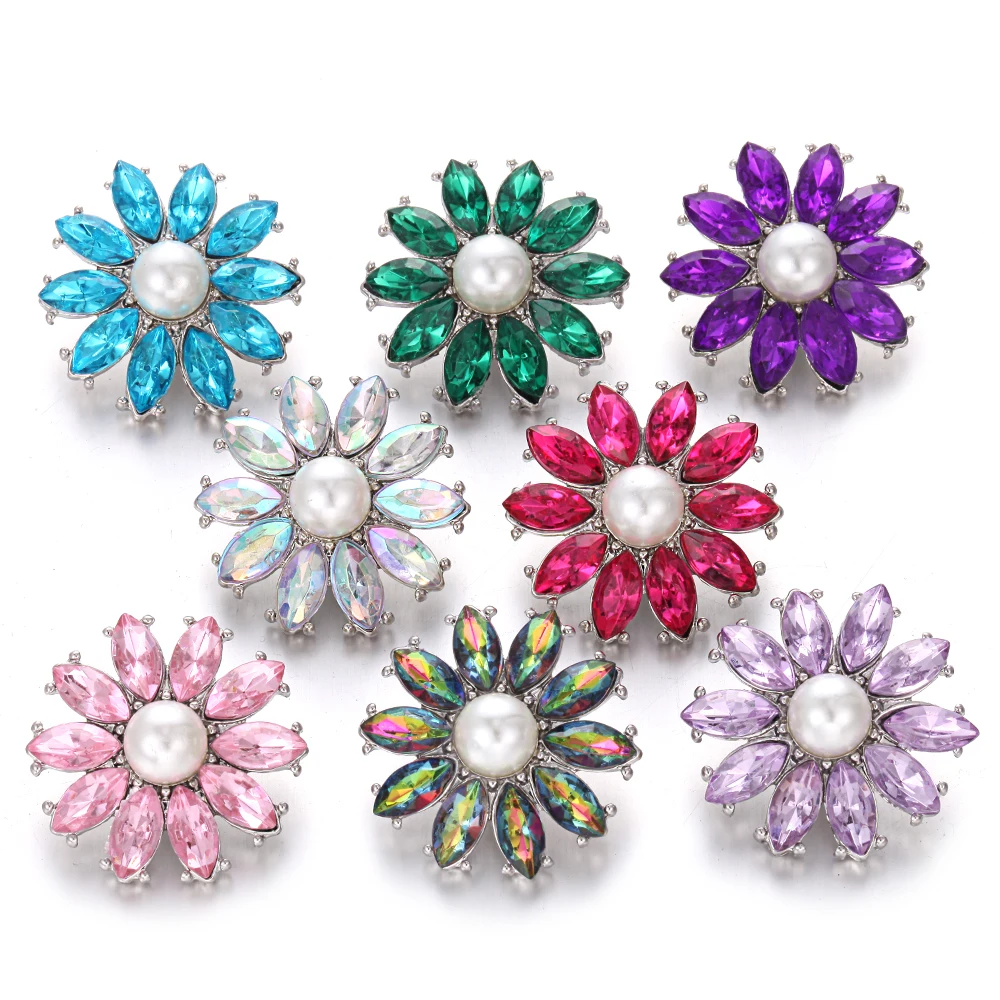 5 шт./партия ювелирное изделие 18 мм кнопки горный хрусталь металлический цветок