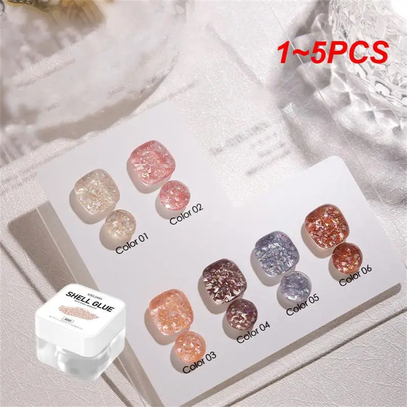 

Новая летняя воздухопроницаемая слюдяная оболочка XEIJAYI, 1 ~ 5 шт., клей для ногтей с большими блестками, маслоклей для ногтей, стойкий Гель-лак для ногтей