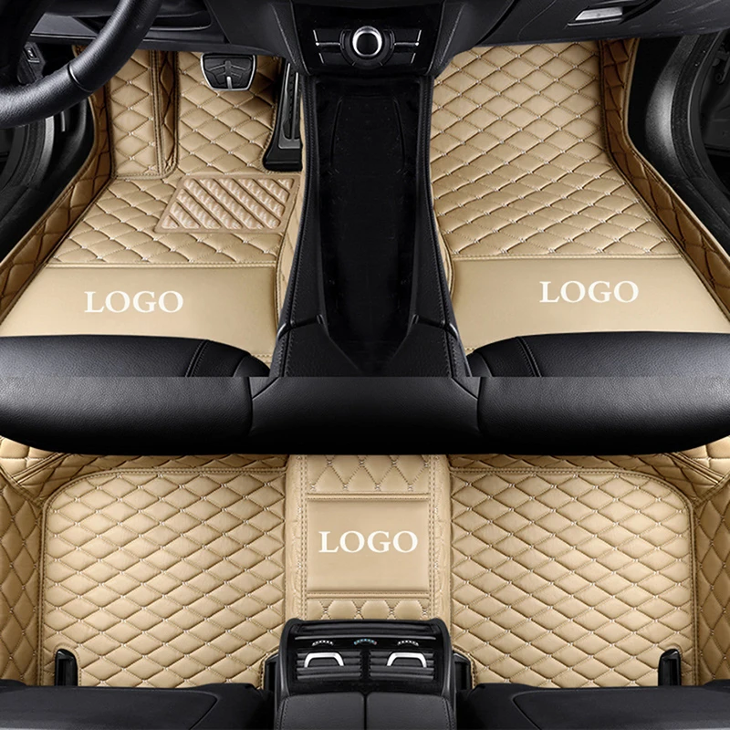 Custom LOGO thick leather Car floor mats for Volkswagen vw passat b5 6 vw polo sedan golf tiguan jetta touran touareg floor mats