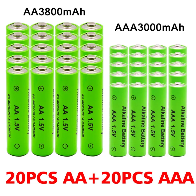 

Pilas recargables AA + AAA NI MH de 1,5 V, pilas aa alcalinas aaa de 3800-3000mah para juguetes de antorcha,