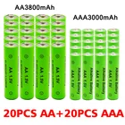Аккумуляторные батарейки AA + AAA NI MH de 1,5 V, батарейки aa alcalinas aaa de 3800-3000mah для игрушек анкорки,