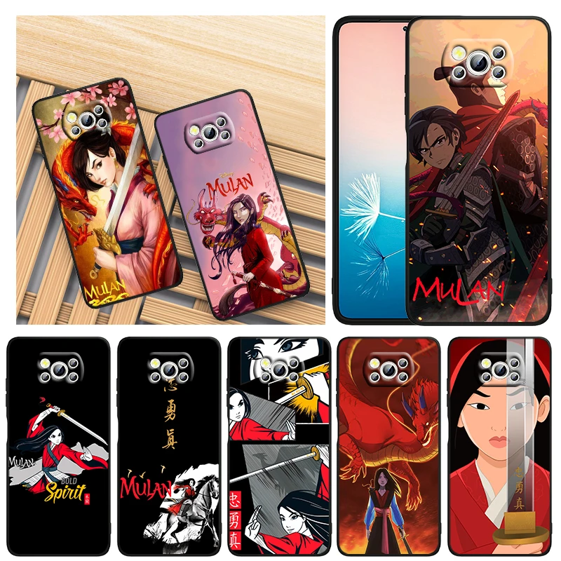 

Popular Disney Mulan For Xiaomi Civi Mi Poco X4 X3 NFC F3 GT M4 M3 M2 X2 F2 Pro C3 4G 5G Black Soft TPU Capa Phone Case