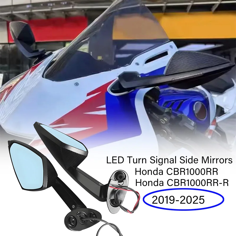 Фото CBR1000RR 2025 мотоциклетные задние зеркала со светодиодными указателями поворота, черные для Honda CBR1000RR CBR1000RR-R CBR 1000 RR-R 2019-2025 №1