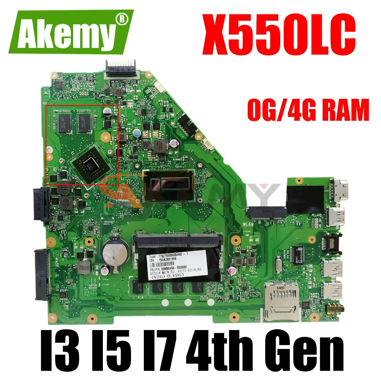 

Материнская плата для ноутбука X550LC GT720M I3 I5 I7 CPU 0 ГБ 4 ГБ ОЗУ