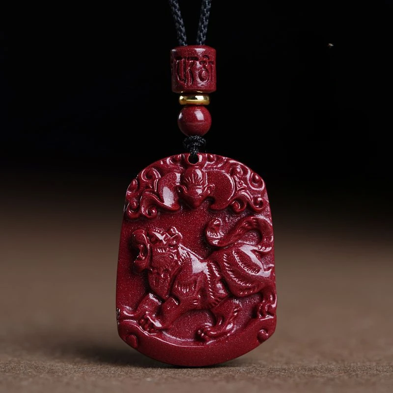 Подлинный кулон cinnabar из 12 знаков зодиака год Лонг веревка Бог-хранитель подвеска