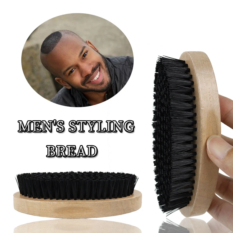 

Customizable Logo Curved Wood Handle Men Shaving Beard Brush Wave Brush Anti Static Hairbrush