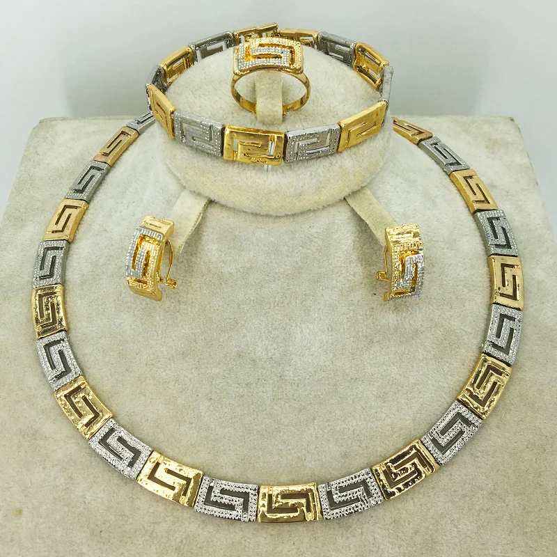 

African Dubai Gold Plated Jewelry Set for Women Necklace and Earring Sets for Women Gift