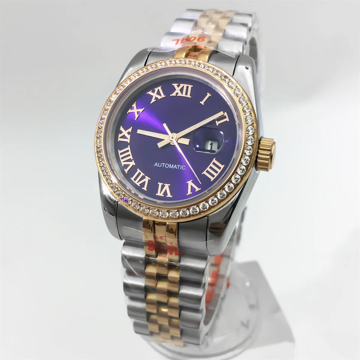 BLIGER 31 мм двухцветные женские часы из розового золота NH05 с сапфировым стеклом Sunburst