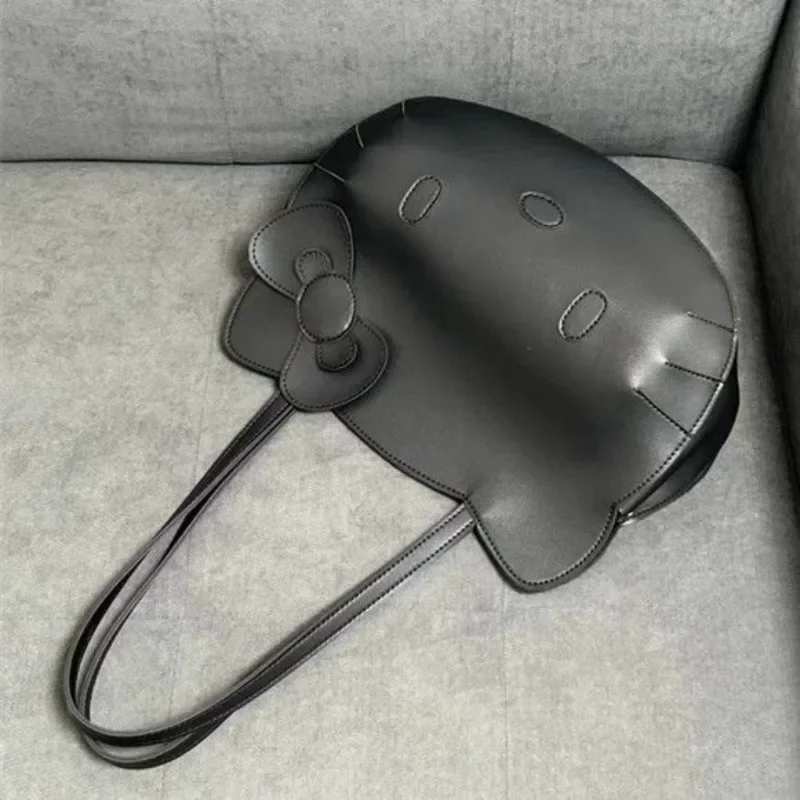 MBTI Чистая черная сумка на плечо для женщин Hello Kitty из искусственной кожи