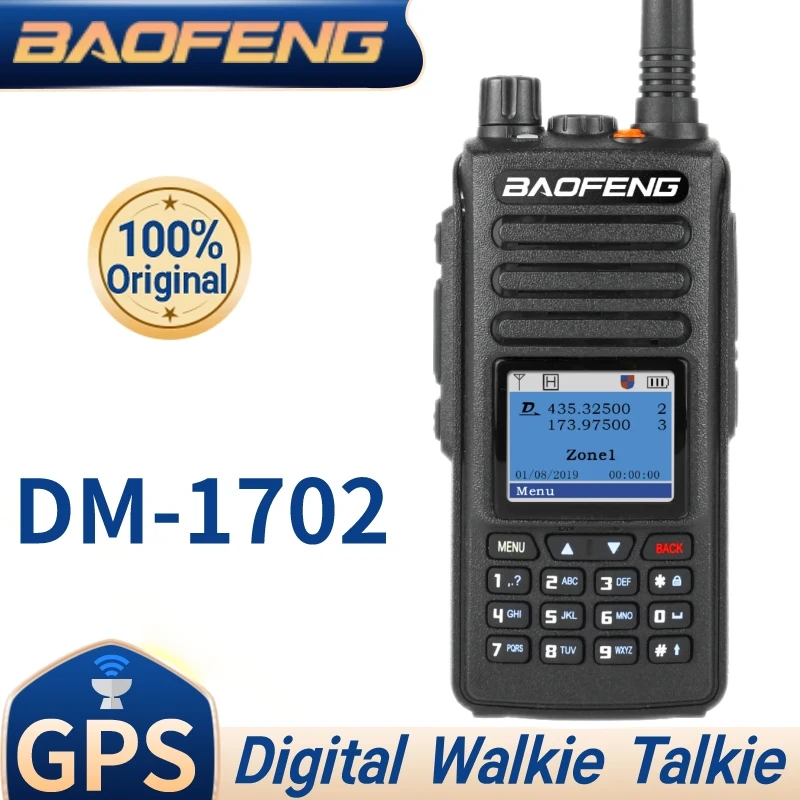 Baofeng DM-1702 Digital Mobile Radio Handheld Terminal VHF&UHF 1024 Channels DMR Dual Time Slot Radios Tier 2 GPS Walkie Talkie