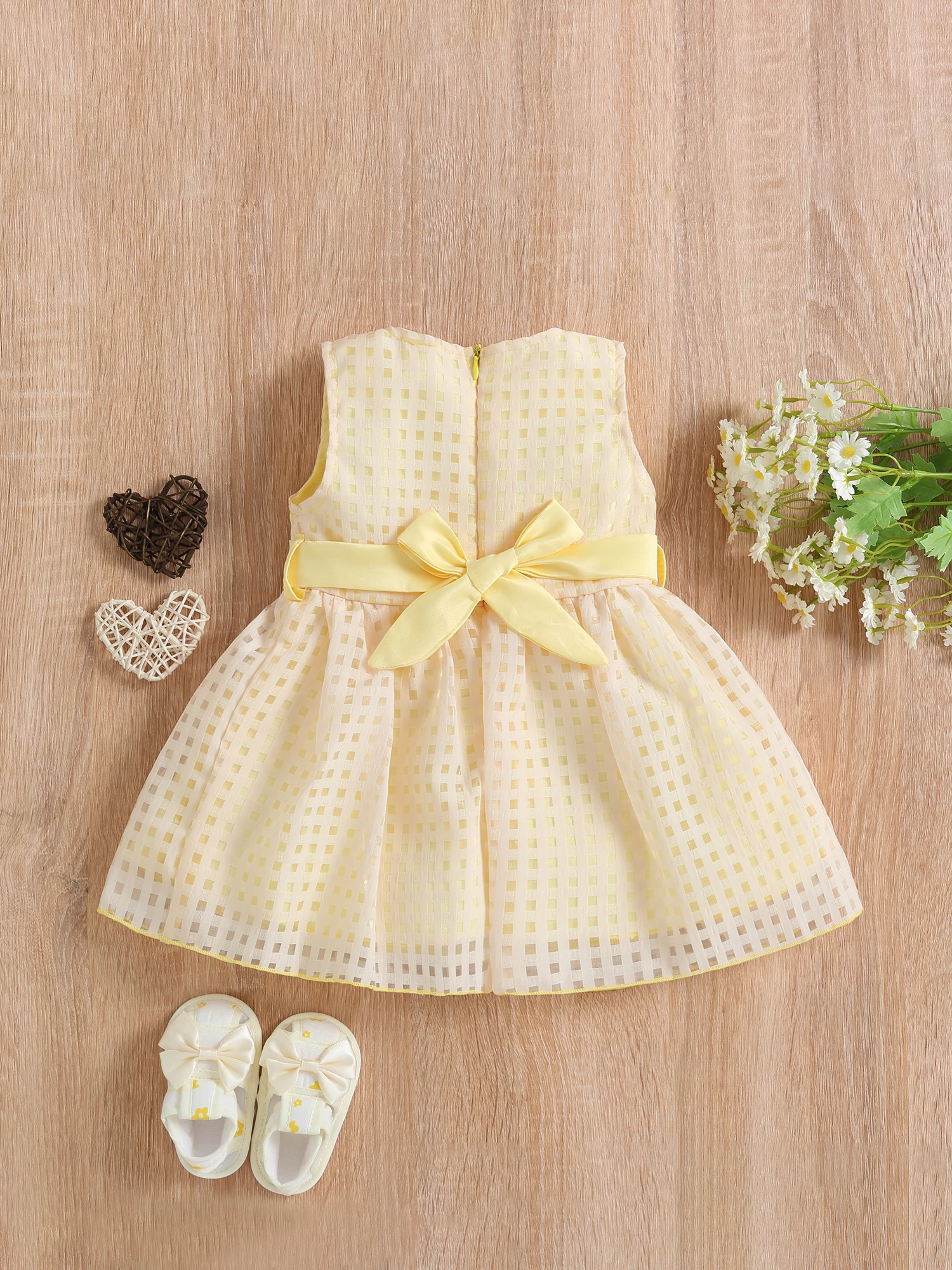 

Wrrkayly Toddler Girls Summer Casual Plaid Dress Sleeveless Crewneck A-line Dress with Bow Waistband (Pink 12-18 Months)