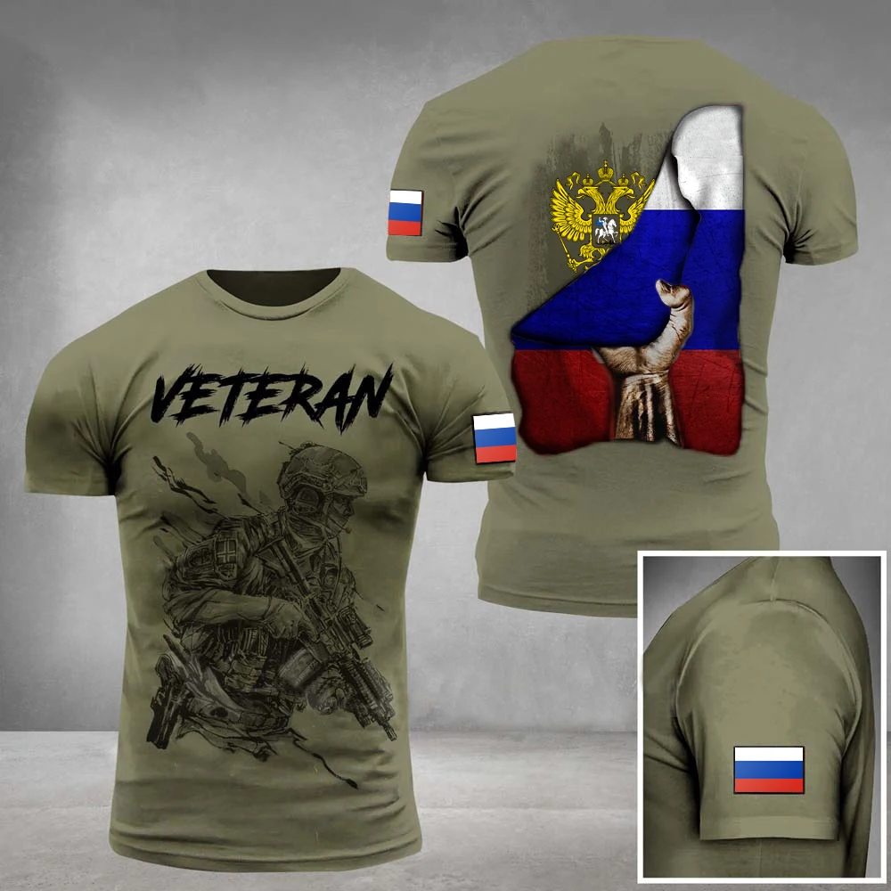 

Russia Army Camouflage Men Ladies T Shirt Commando ARMY-VETERAN 3D Special Forces Short Sleeve Tactical Shirts Men's Clothing