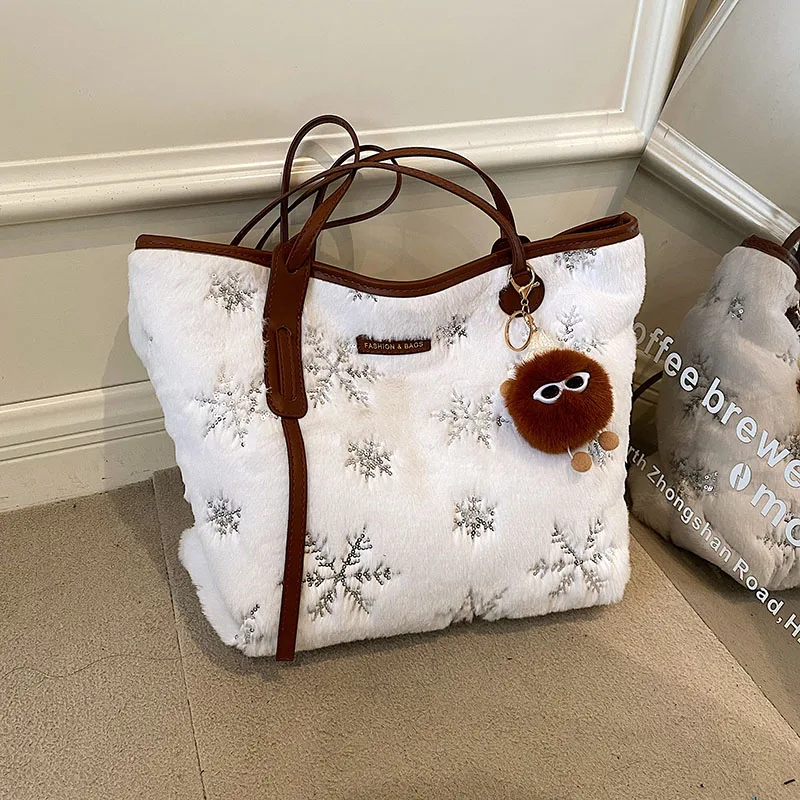 

Зимняя Вместительная женская сумка через плечо из искусственного меха, сумка через плечо, роскошная дизайнерская сумка, Женская Повседневная Сумка-тоут, женская сумка-мессенджер