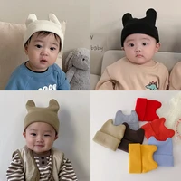 korea baby knit hat with ear spring autumn baby beanie caps for infant girls boys elastic toddler baby bonnet caps for 0 2 years