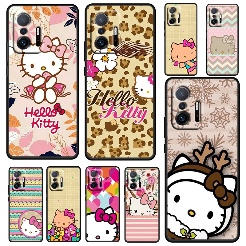 

Hello Kitty Cute Cat Girl For Xiaomi Mi 12 12X 11 11T 10T 10S Ultra Pro Lite 5G Soft Silicone Black Phone Case Fundas Coque Capa