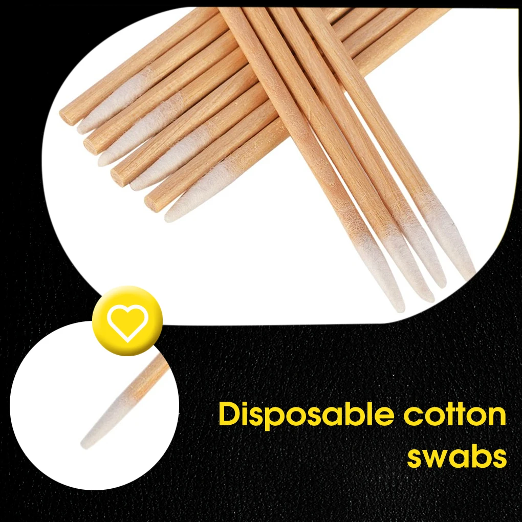 

100 Pieces Wood Pointed Cotton Swab Portable Single-use Eyebrow Cleaning Sticks Indoor Hotel Ear Caring Tools Accessories