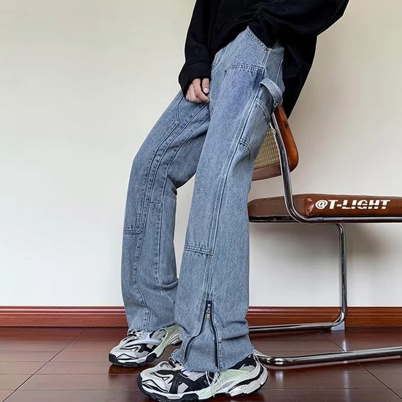 Streetwear Men 2022 New Recreational Comfortable Black Jeans Vintage Loose Temperament Versatile Wide Leg Trousers Autumn Female