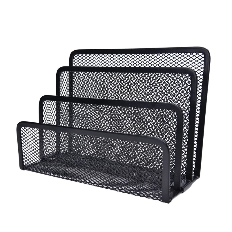 

Black Metal Mesh Desk Organizer Desktop Letter Sorter Mail Tray File Organiser Office Home Bookends Book Holder Business