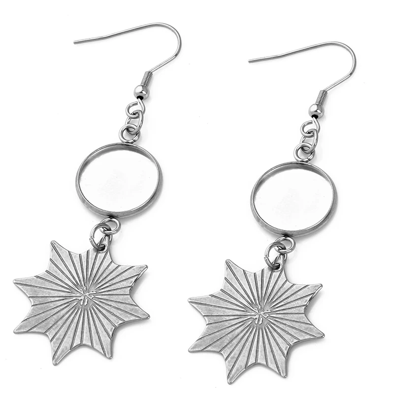 

6pcs Stainless Steel Dangle Earring Base Blanks Fit 10 12 14 16 18 20 25mm Glass Cabochon Settings DIY Jewelry Making