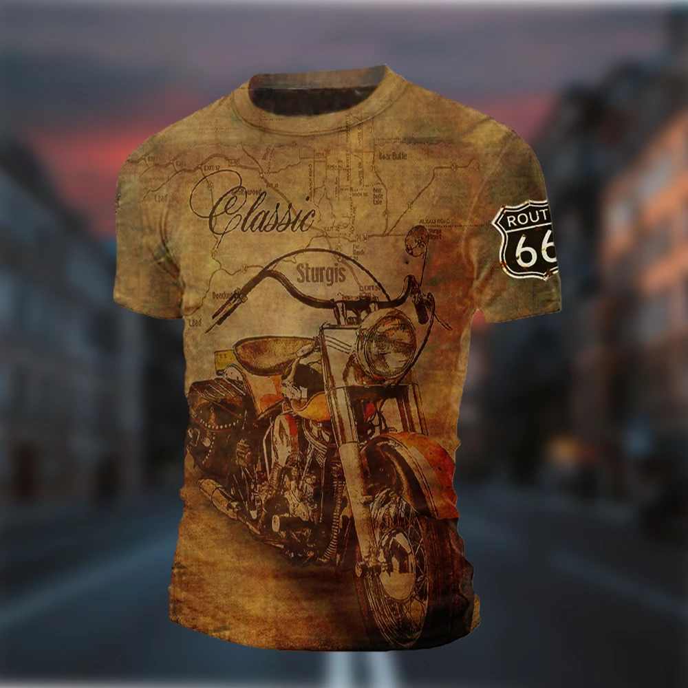 

Fashion Graphic T-Shirt Men'S 3d Biker Beauty Letter Print Men'S Short Sleeve T-Shirt Retro Streetwear Oversized O-Neck Tops