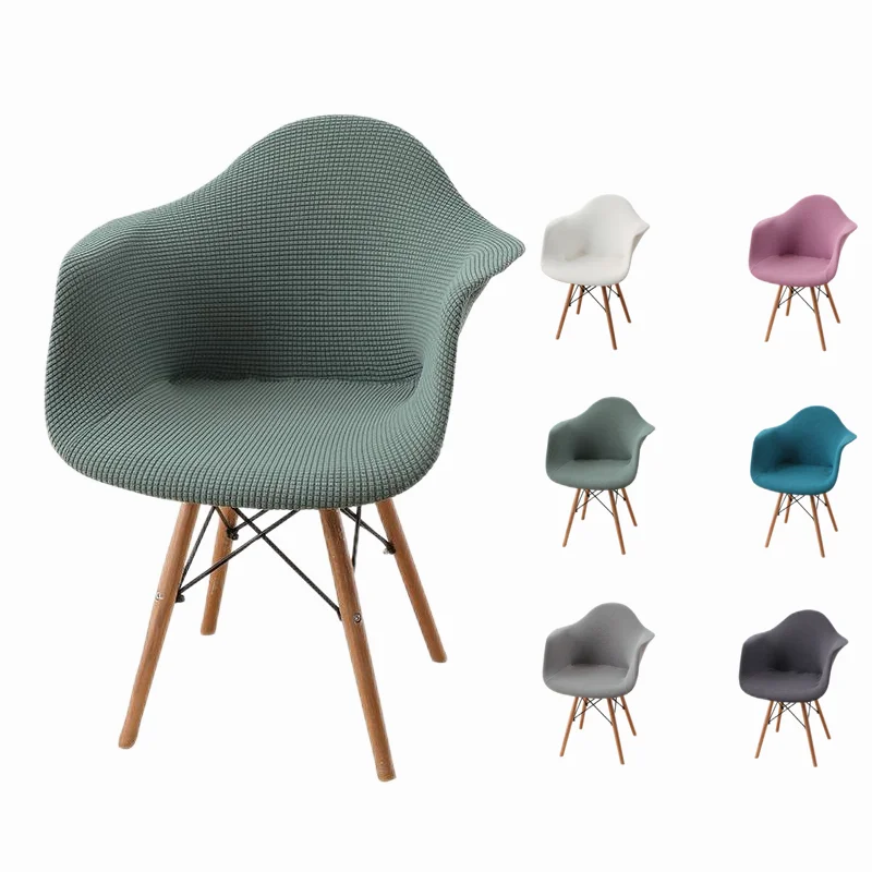 

Solid Color Armchair Cover Polar Fleece Stretch Dining Chair Cover Curved Seat Slipcover for Office Kitchen Hotel Bar Wedding