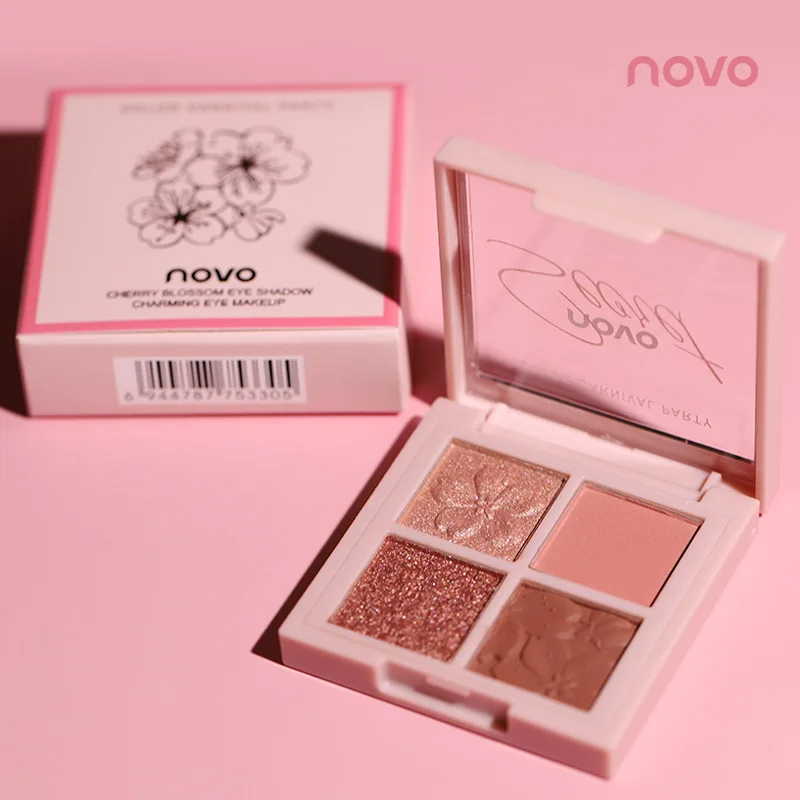

NOVO5330 Four-Color Eye Shadow Ins Super Fire Net Red With The Same Makeup Pearl Matte Earth Color Eye Shadow Palette