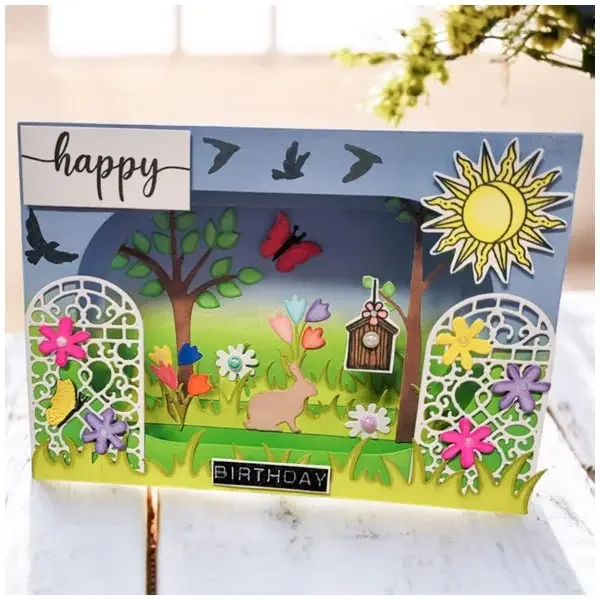 ШтампыУниверсальный подарочный пакет лесной пейзаж металлический трафарет