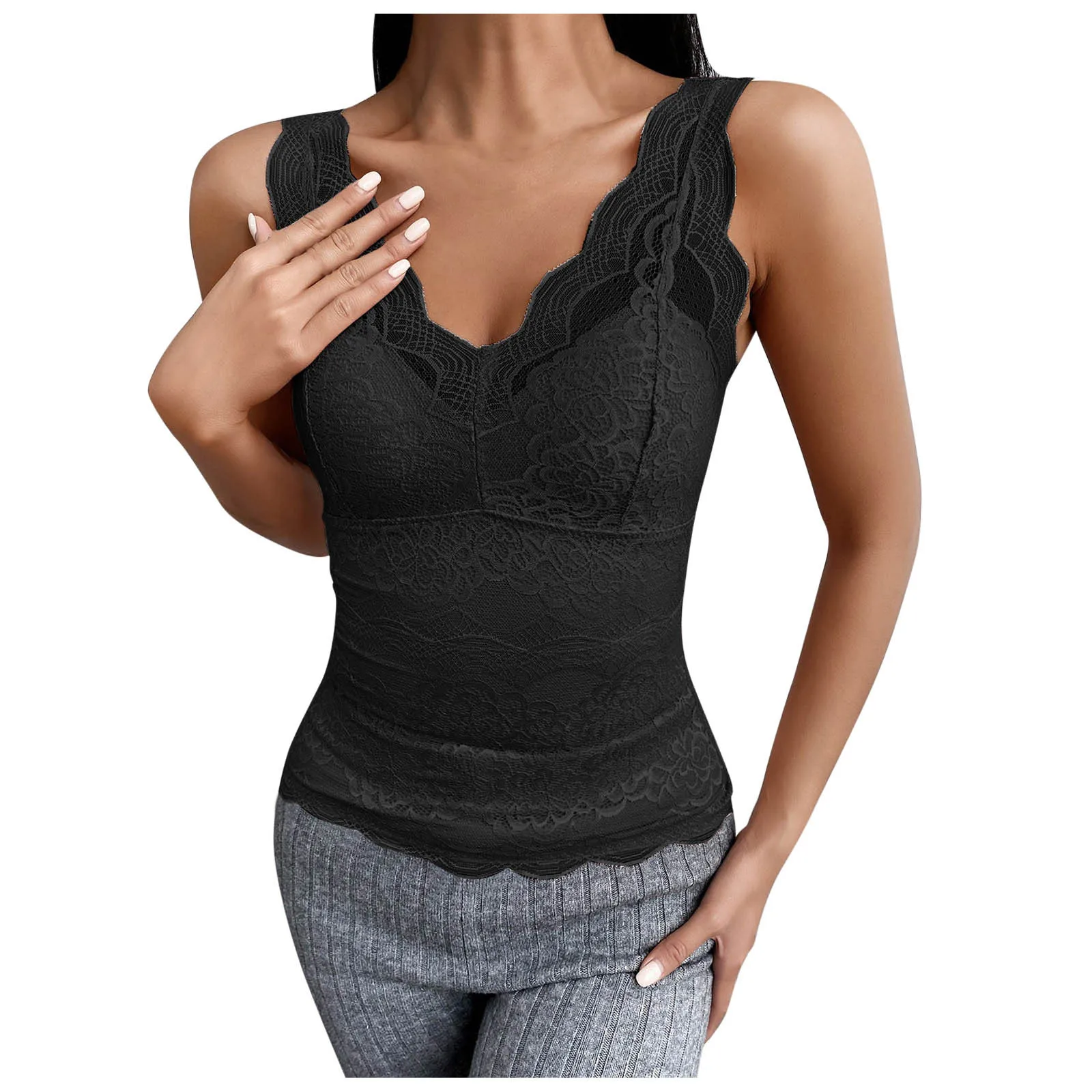 

Intimates Shirt Lace Thermal Padded Base V Velvet Vest Neck Plus Winter Trim Underwear Women Solid Intimates Lingerie Sexy Thong