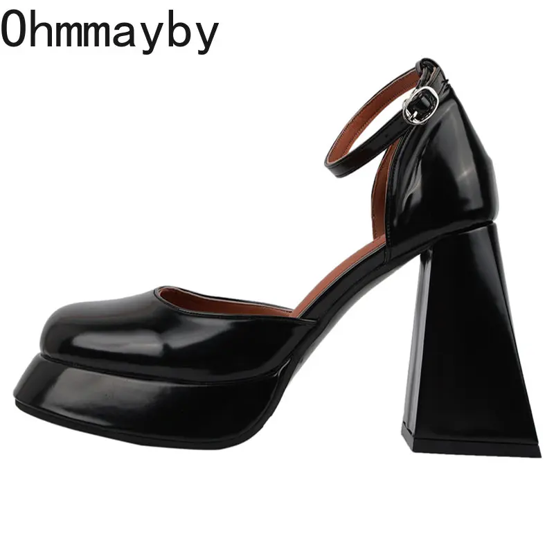 

Туфли-лодочки женские на резиновой подошве, высокий каблук, Лолита, ремешок на щиколотке, винтажные туфли в готическом стиле, на платформе