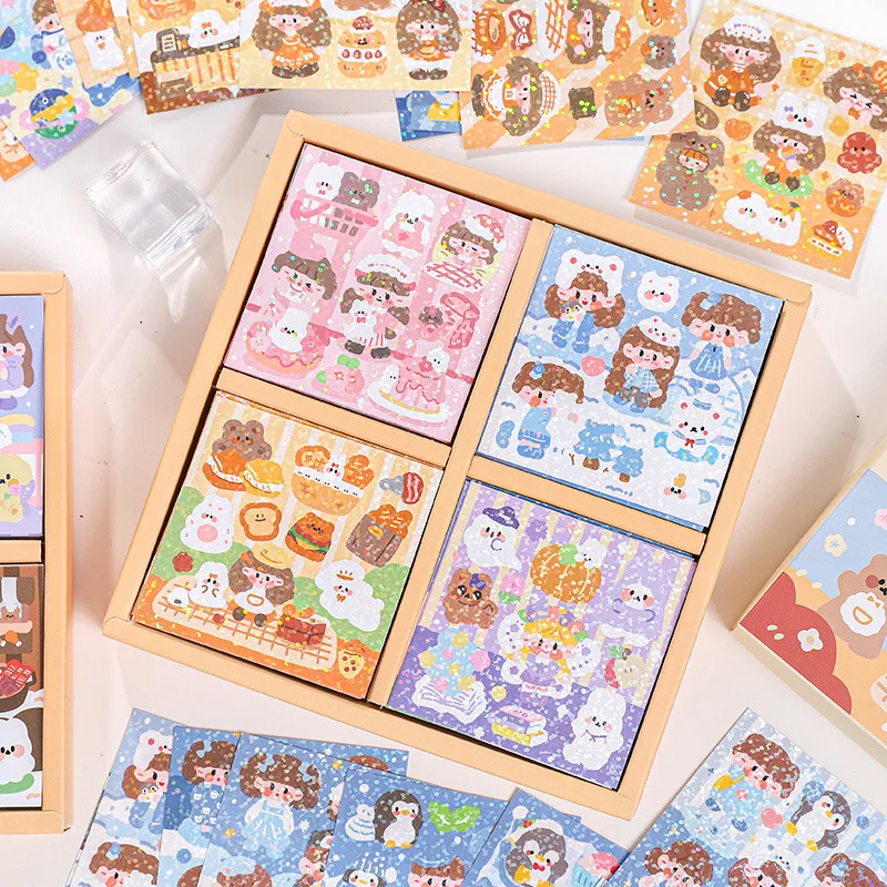 Наклейки в подарочную коробку для девочек 100 шт.