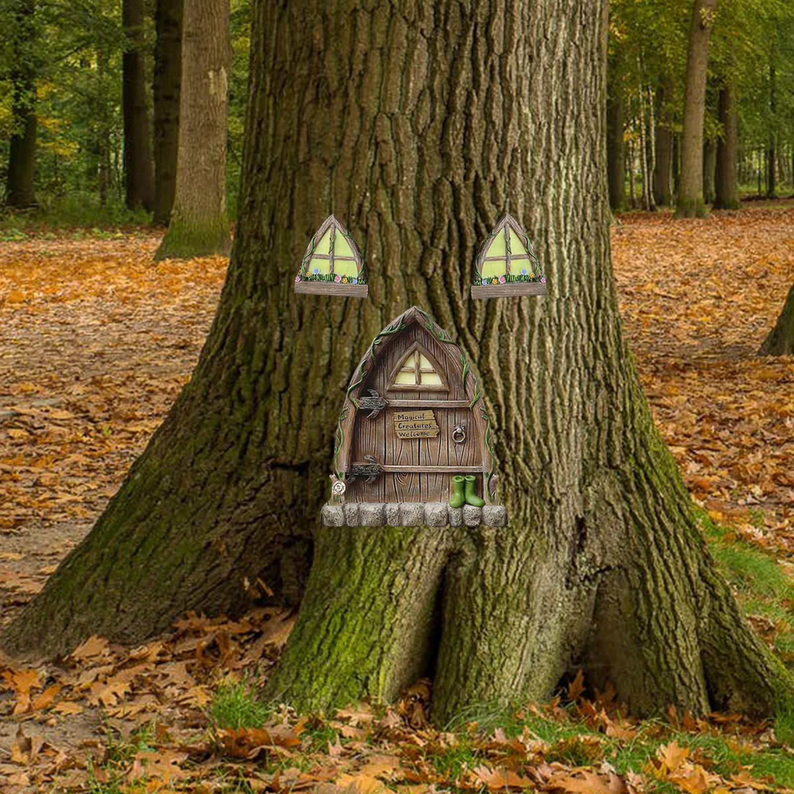Fairys двери и окно для украшения ствола дерева миниатюрные Gnome оконные статуэтки