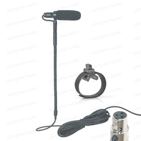 Конденсаторный микрофон для музыкальных инструментов, для флейты и кларнета с гусиной шеей, для беспроводной системы передатчика с ремнем