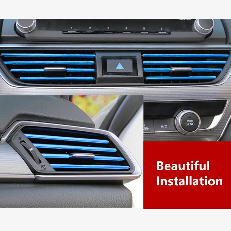 

10Pcs 20cm Universal Car Air Conditioner Outlet Decorative U Shape Interior Moulding Trim Strips Decor Car Styling Accessories