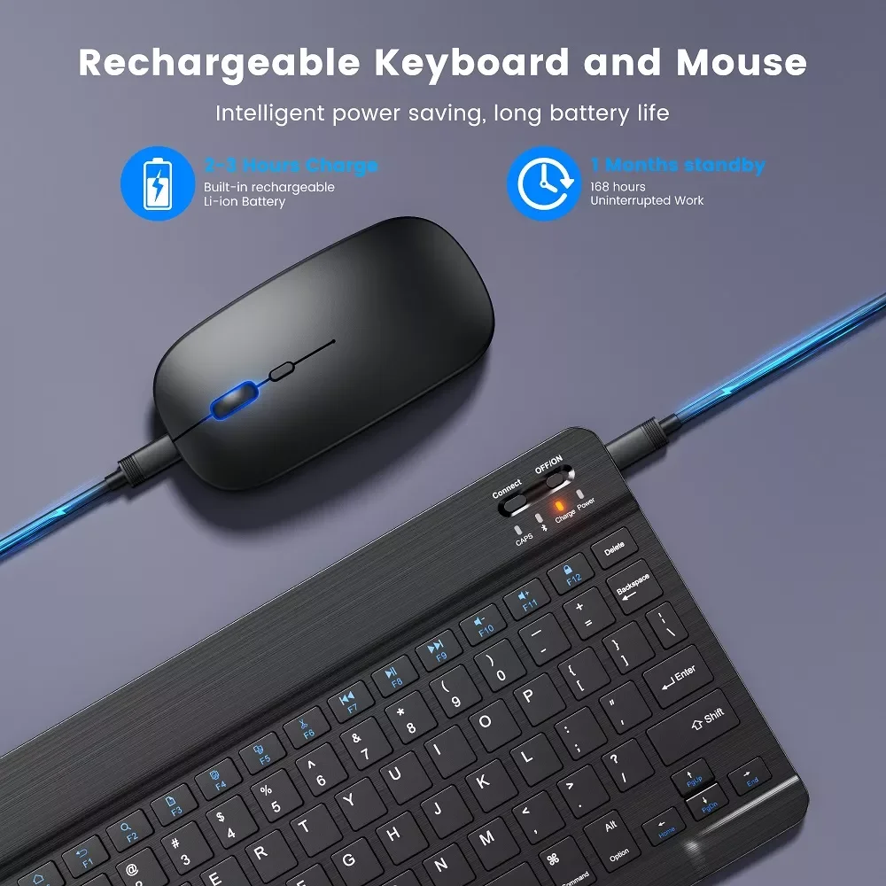 

2023 Wireless Keyboard and Mouse Mini Rechargeable Bluetooth Keyboard with Mouse Russian Keycaps Keyboard for PC Phone Tablet La