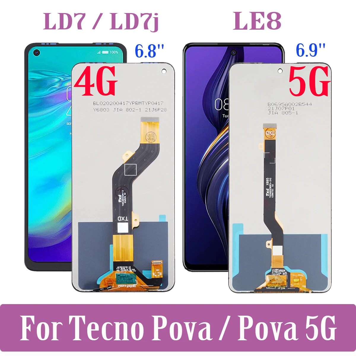 Оригинальный ЖК-дисплей для Tecno Pova 5G LE8, сменный сенсорный экран, дигитайзер в сборе для Tecno Pova LD7 LD7j, ЖК-дисплей
