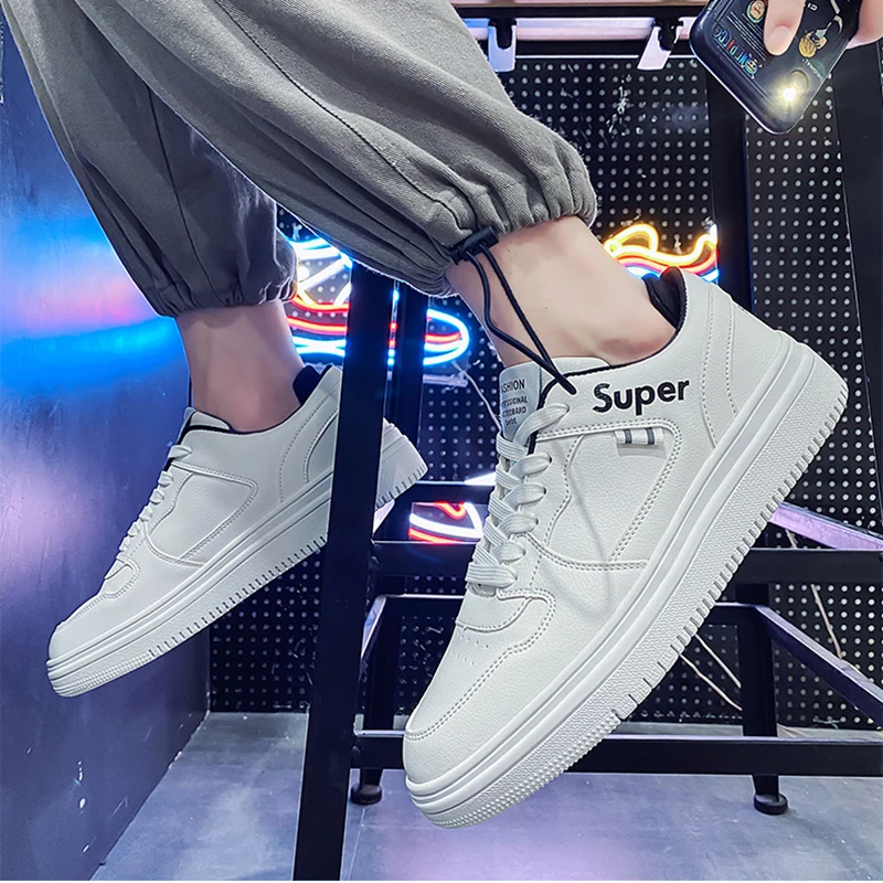 Мужские зимние кроссовки удобные кожаные для скейтбординга повседневная