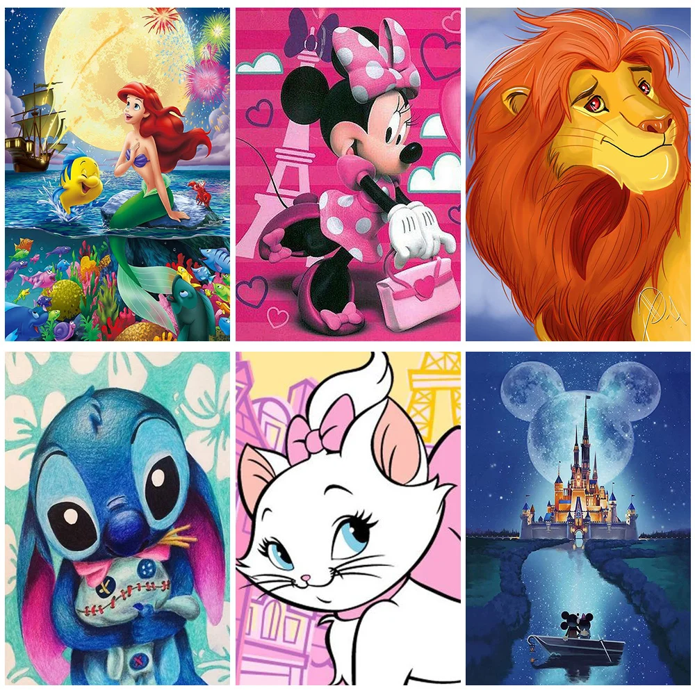 

Disney Cartoon Character DIY 5D Round Diamond Painting Cross Stitch Mickey Mouse Lion King Embroidery Mosaic Wall Decor Gift